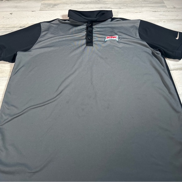 Nike Golf Men’s Sonic Performance Polo Shirt Black Gray Size Large Fast Food - Picture 2 of 6